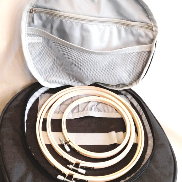 Curmio Grey Embroidery Travel Carry Case/Bag With Some Accessories - Picture 8 of 15